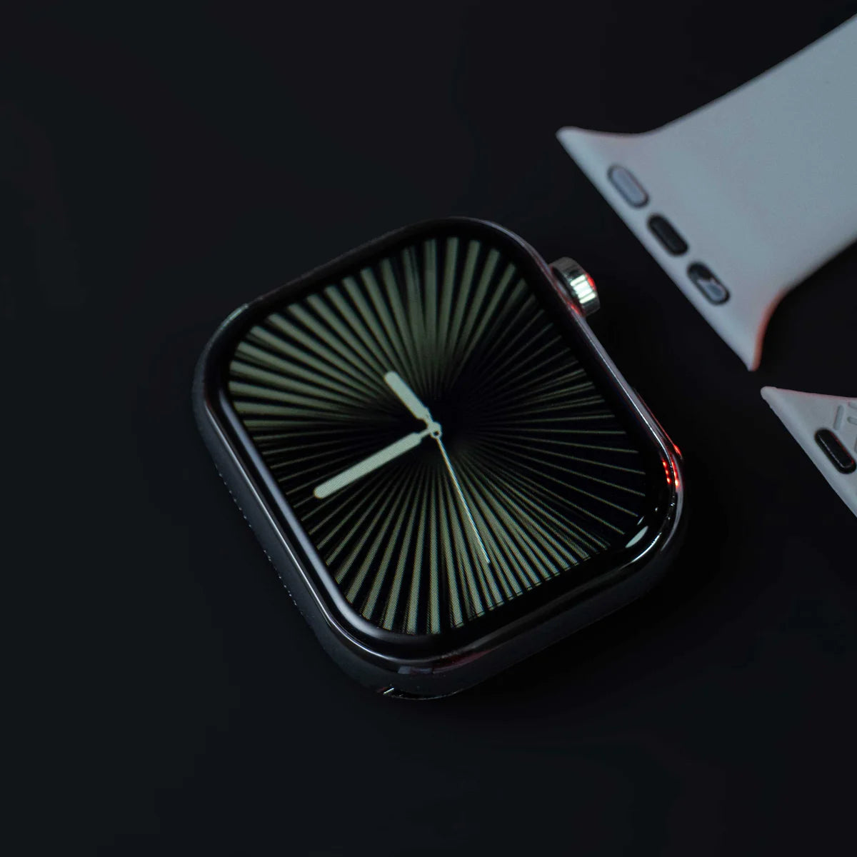 Smartwatch with a black case on a dark background